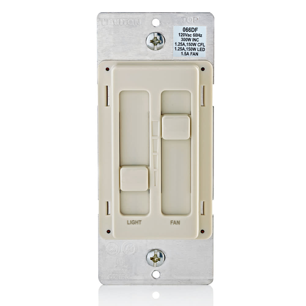 Leviton SureSlide Light Almond Fan/LED Light Control Slide Switch - Flockneti