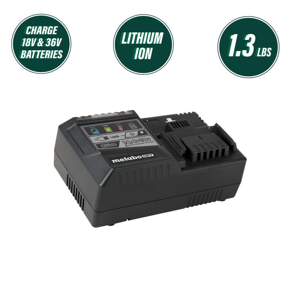 Metabo HPT 14.4-18V Rapid Charger with USB Port - Flockneti