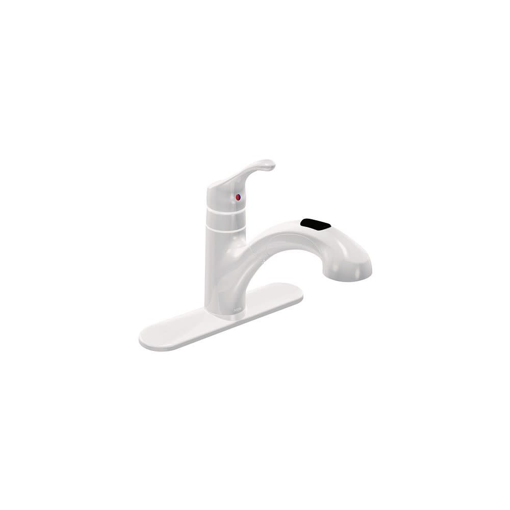 Moen Pullout Kitchen Faucet Renzo Glacier 1 Handle Low Arc - Flockneti