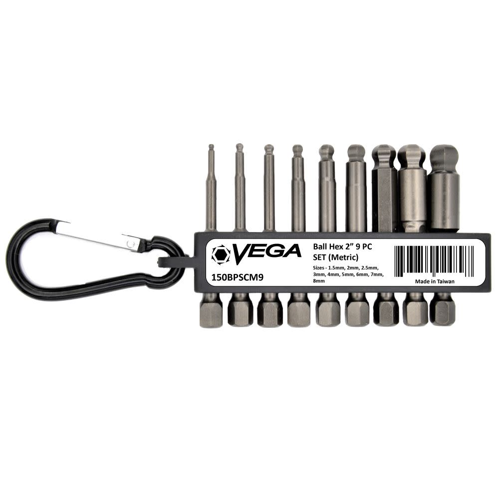 Vega 2″ Hex Ball End Bit Set 9pc - Flockneti
