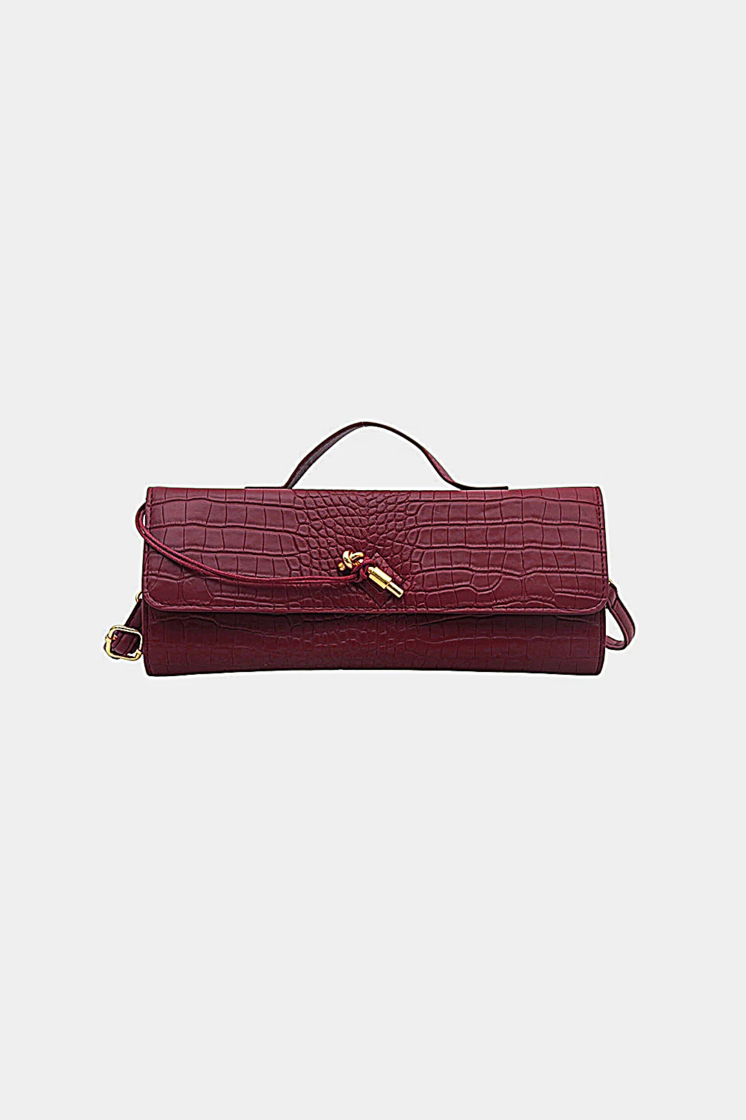 Crocodile Pattern Metallic Lock Clutch Bag - Flockneti