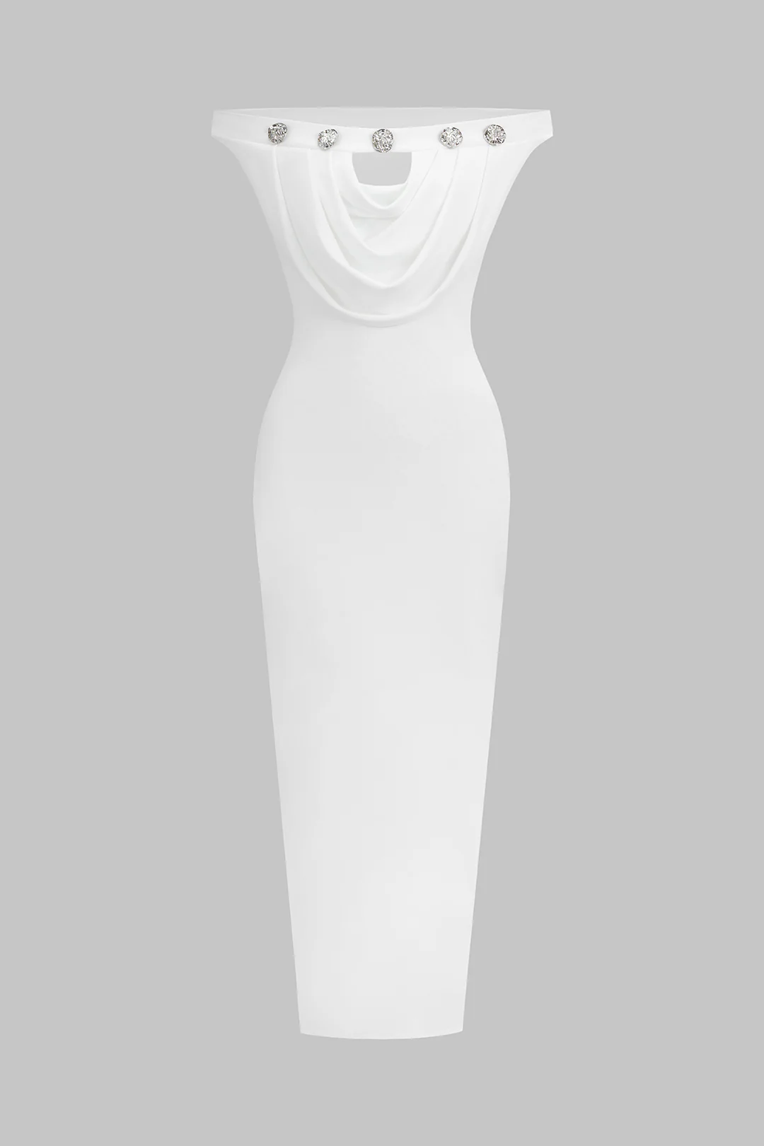 Off-Shoulder Mesh Ruched Sleeveless Maxi Dress - Flockneti
