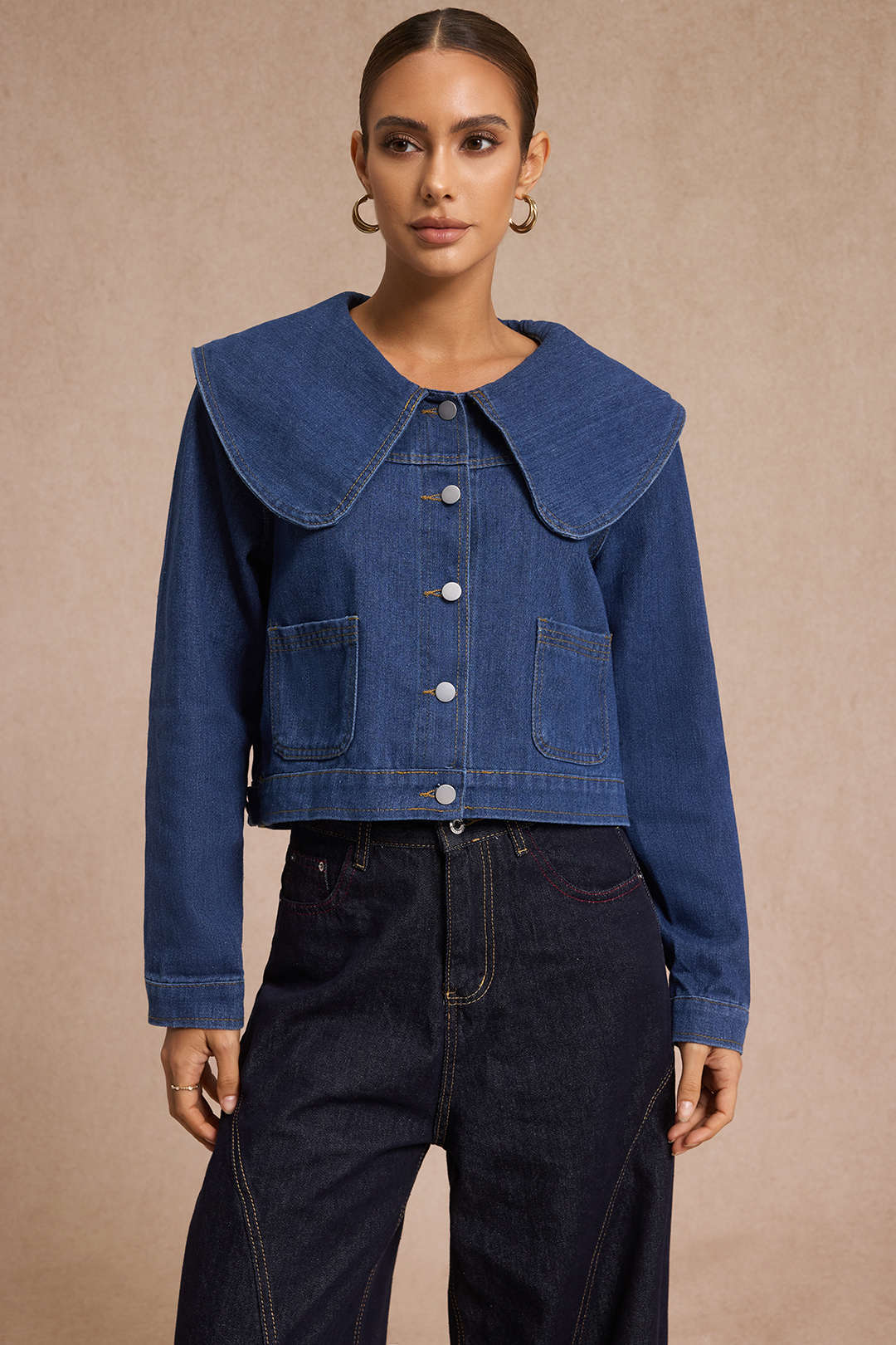 Denim Lapel Outerwear - Flockneti