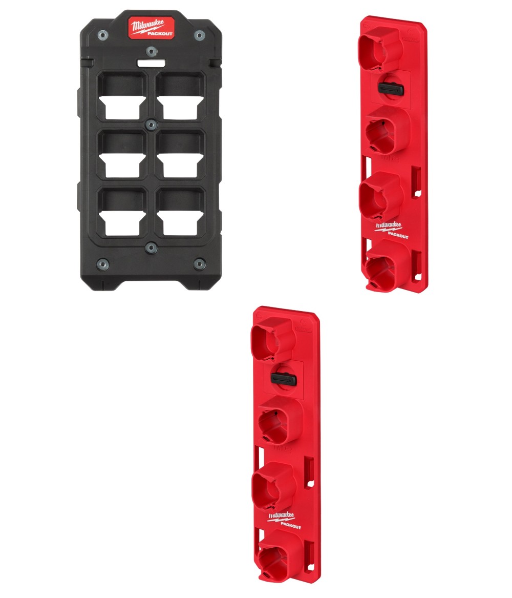 Milwaukee PACKOUT Wall Plate & 2pk M12 Battery Racks Bundle - Flockneti