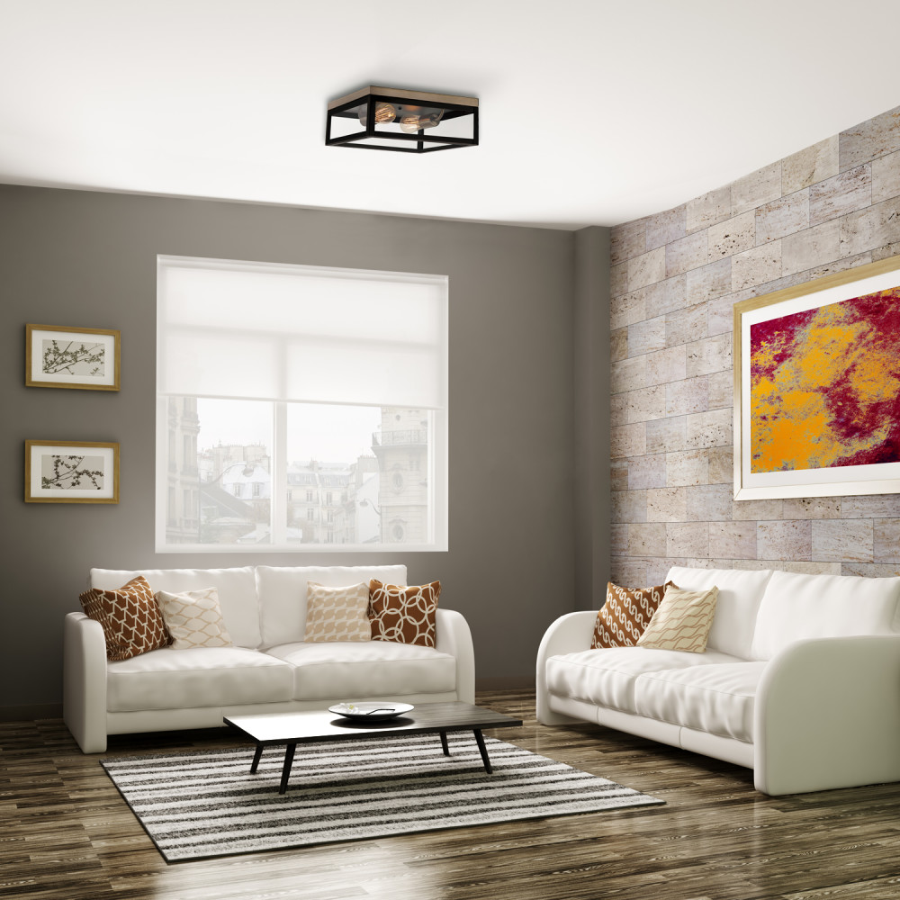 Globe Electric Verona Flush Mount Light Panes 2 Light Dark Bronze - Flockneti
