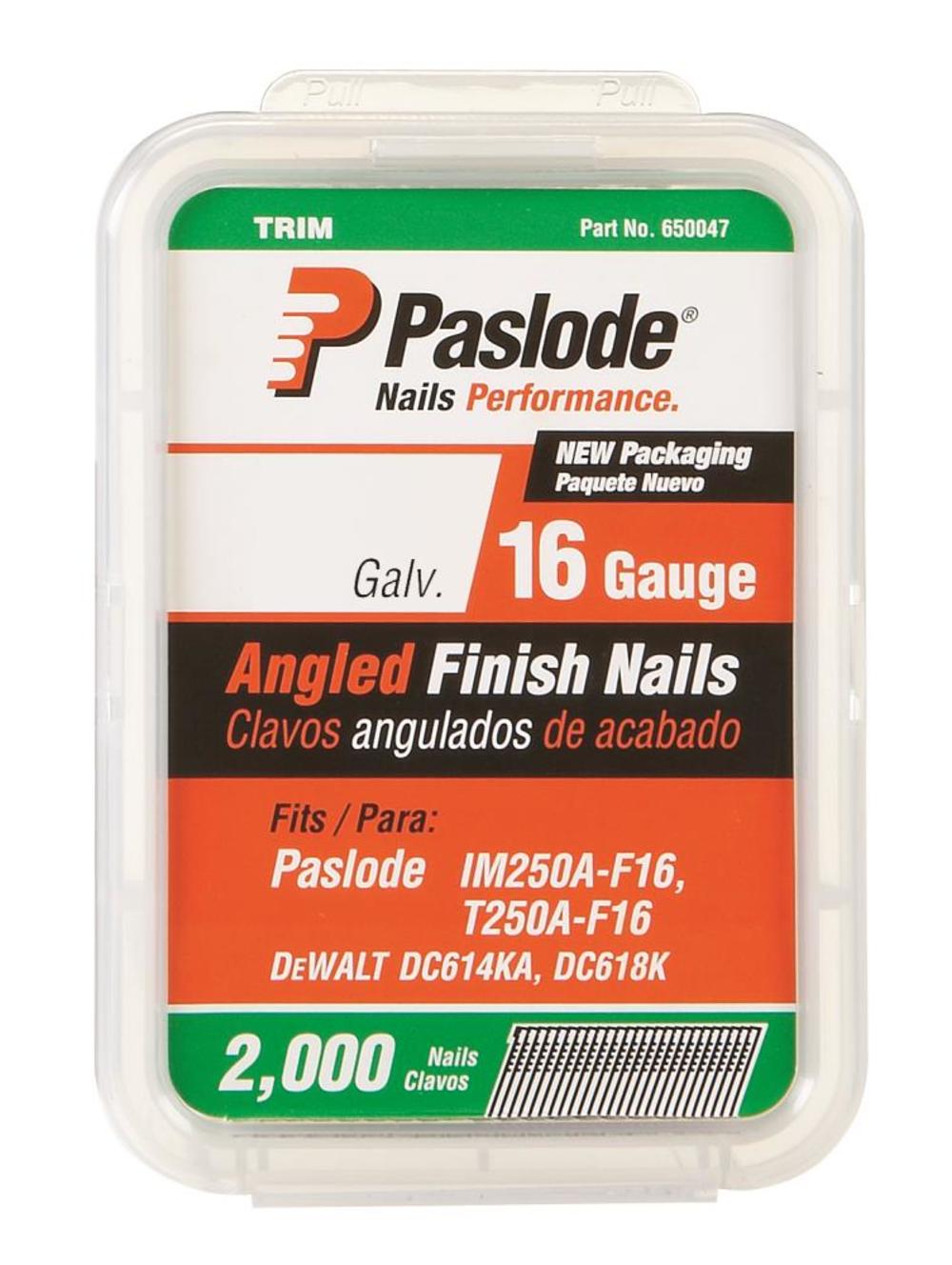 Paslode 2000 Pack 1-3/4″ 16ga. Galv Angled Finish Nail - Flockneti