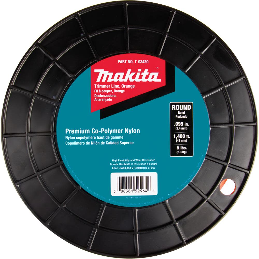 Makita Round Trimmer Line 0.095 Orange 1400 5 lbs. - Flockneti