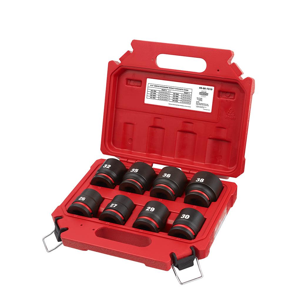 Milwaukee Impact Socket 3/4″ Drive Standard Metric 6 Point 8pc - Flockneti