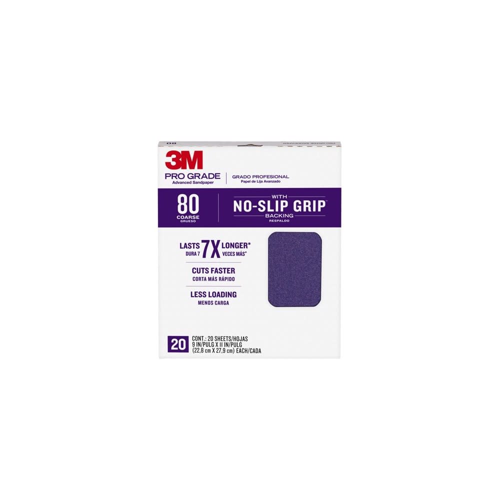 3M Pro Grade Precision Faster Sanding Sheet 9 x 11″ 80 Grit 20pk - Flockneti