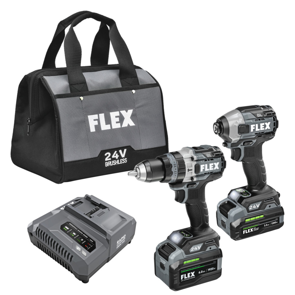FLEX 24V Stacked Lithium Battery 2 Tool Combo Kit - Flockneti