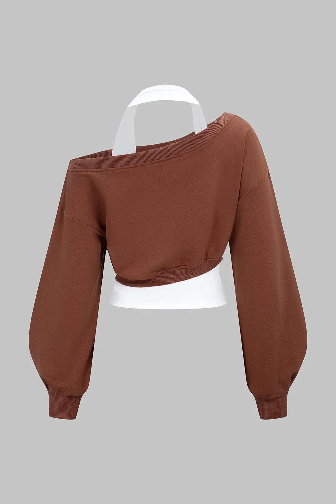 Halter Asymmetrical Long Sleeve Sweatshirt - Flockneti