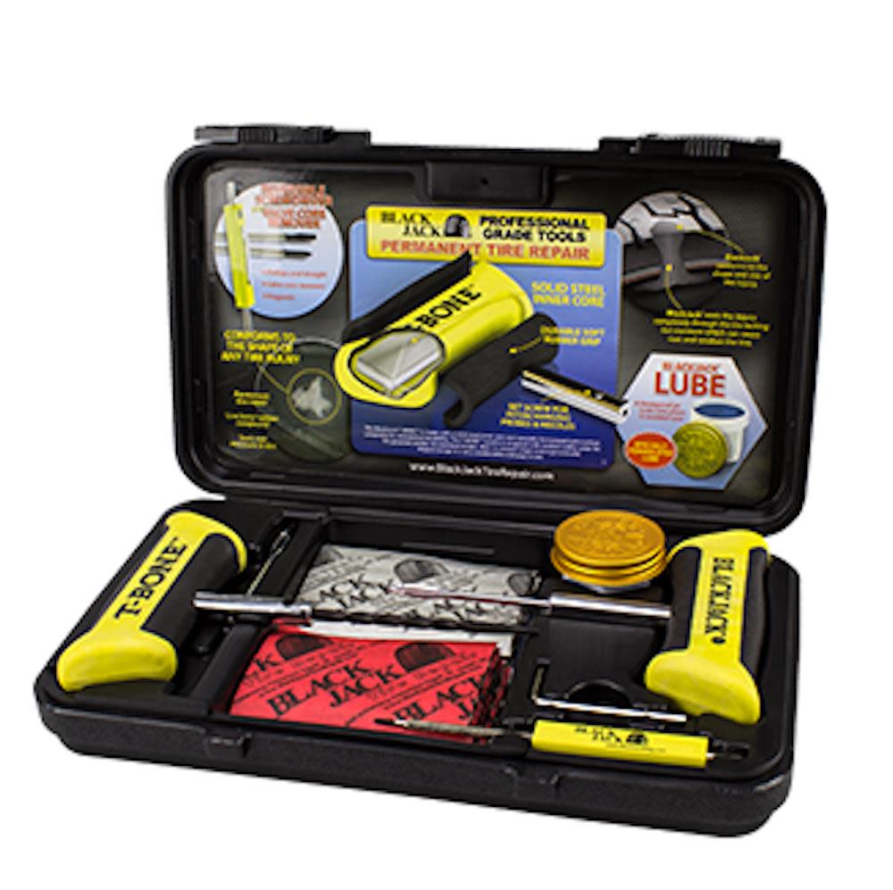Black Jack Tire Repair Tire Repair Kit with T-Bone Handles & Screwdriver - Flockneti