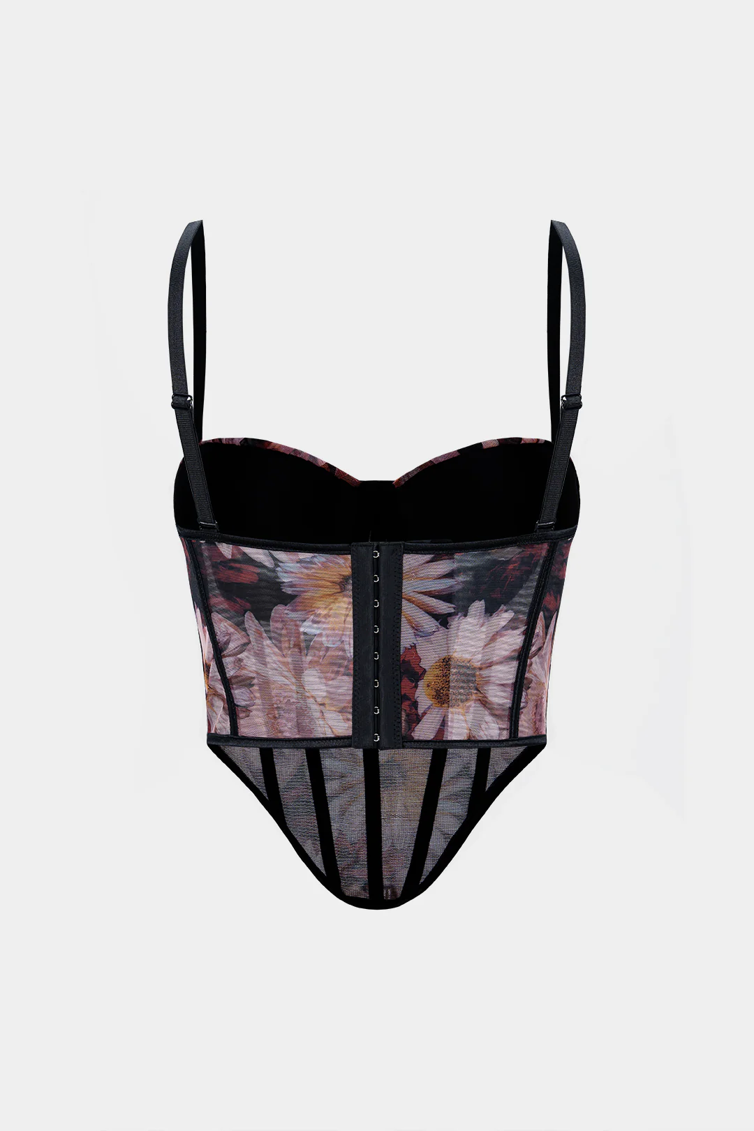Flral Print Mesh Corset Cami Top - Flockneti