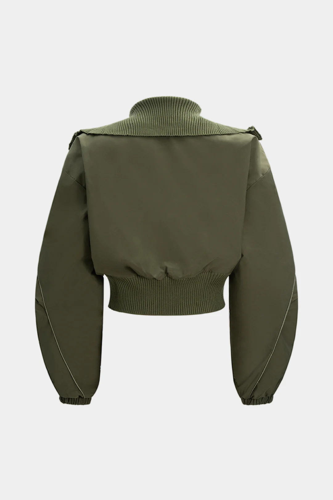 Patchwork Zipper Pocket Ribbed Ruched Jacket - Flockneti