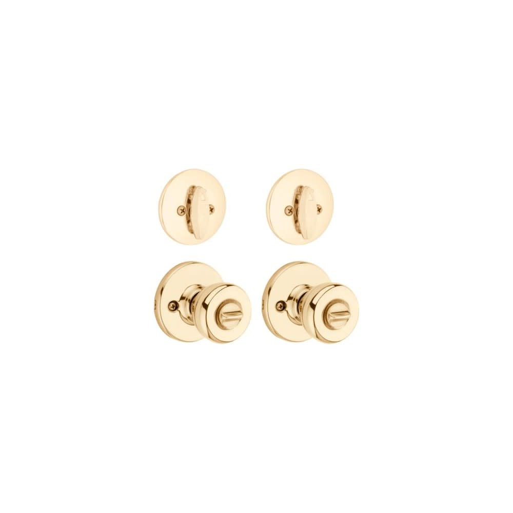 Kwikset Polished Brass Tylo Knob Entry Lockset & Single Cylinder Deadbolt - Flockneti