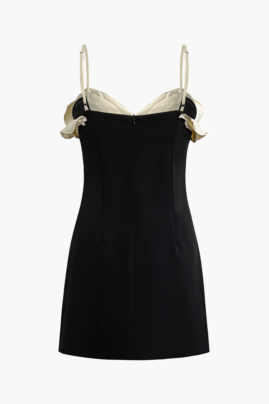 Satin 3D Floral Decor Sleeveless Slip Mini Dress - Flockneti