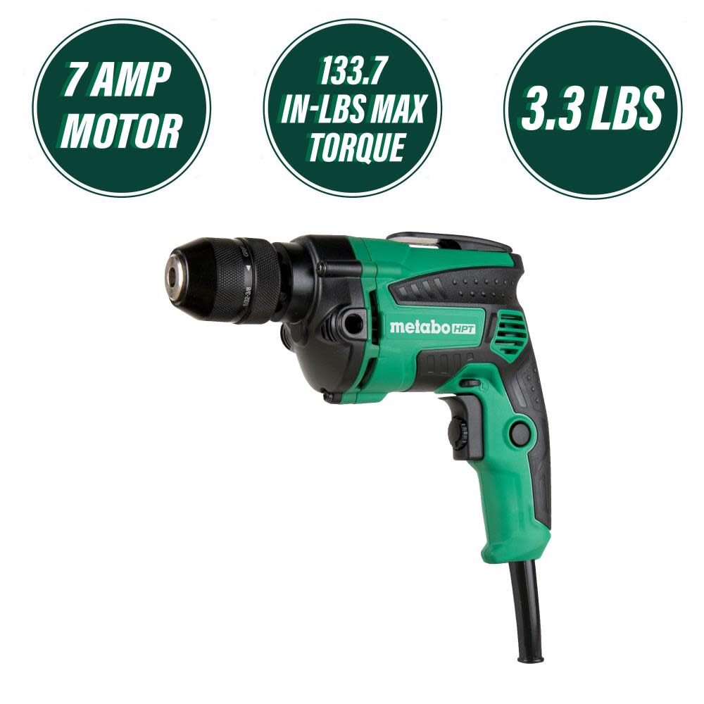 Metabo HPT 7 Amp 3/8 Inch Drill EVS Reversible | D10VH2 - Flockneti