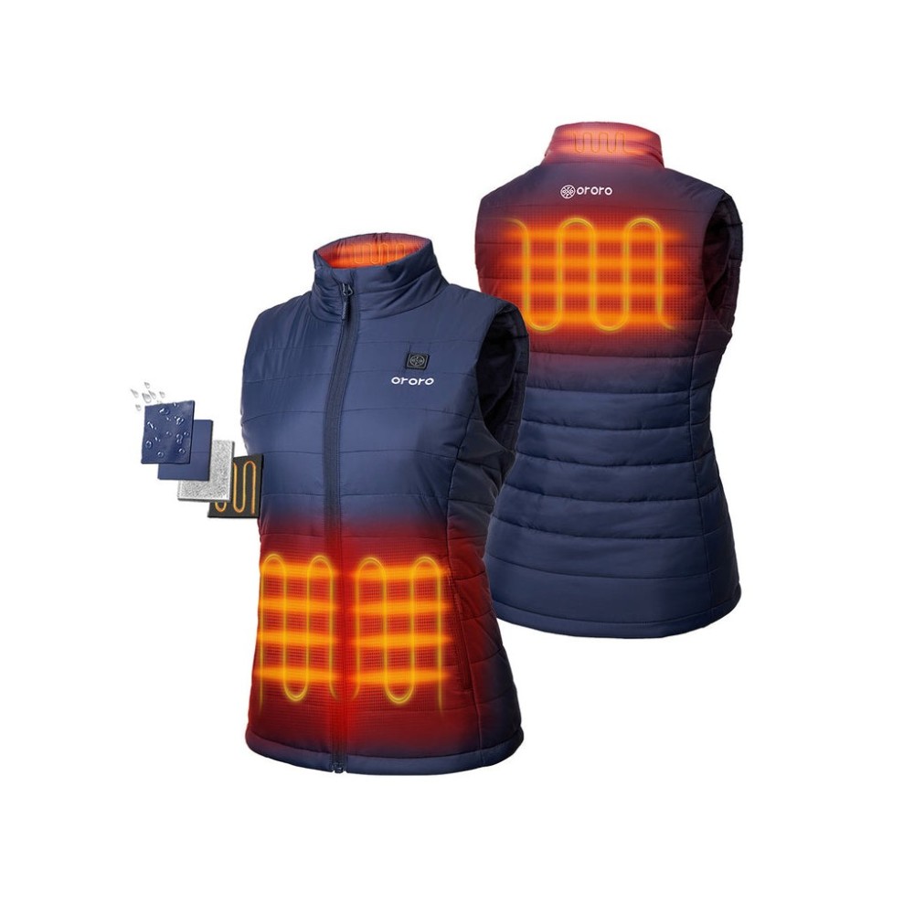 ORORO Womens Navy Blue Classic Heated Vest Kit XS - Flockneti
