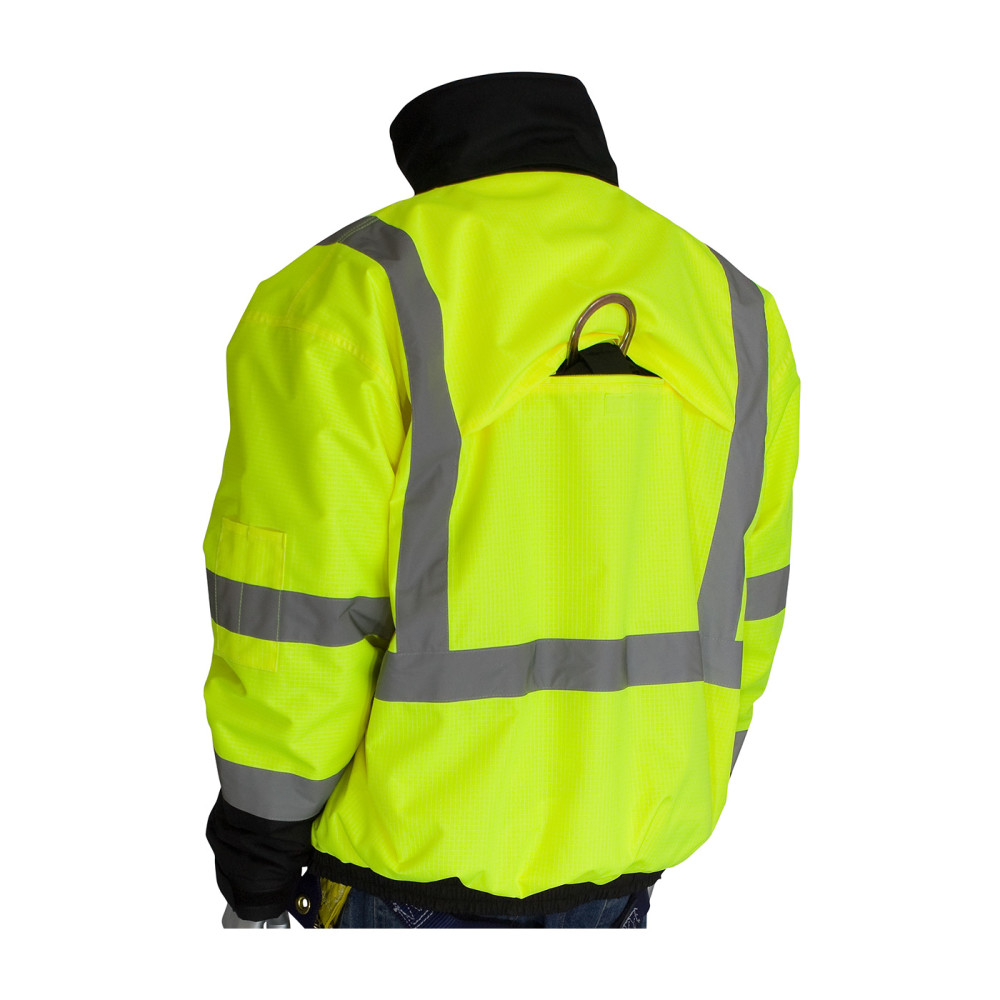 Protective Industrial Products ANSI R3 Premium Plus Bomber Jacket Hi Vis Lime Yellow Small - Flockneti