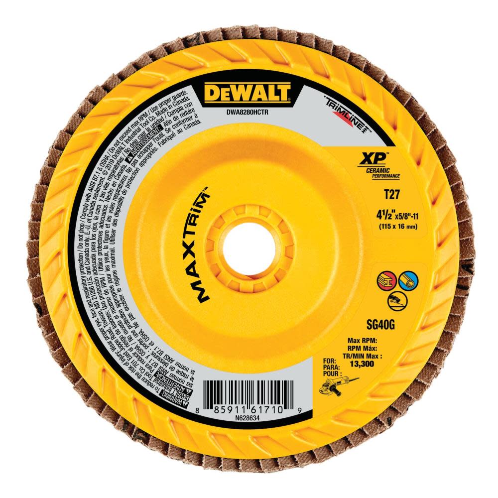 DEWALT 4 1/2″ X 5/8″ 11 40G T27 XP Ceramic Trim Flap Disc - Flockneti