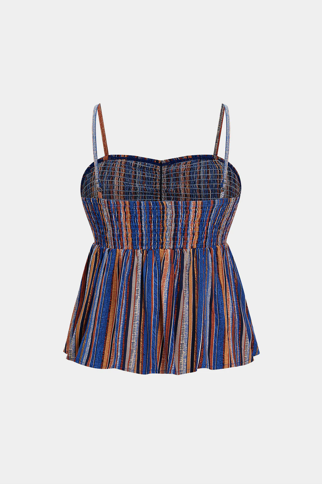 Plus Size Stripes Print Shirred Slip Cami Top - Flockneti