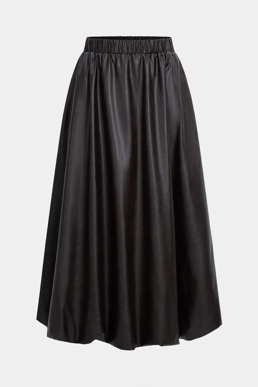 Faux Leather Ruched High Waist Skirt - Flockneti