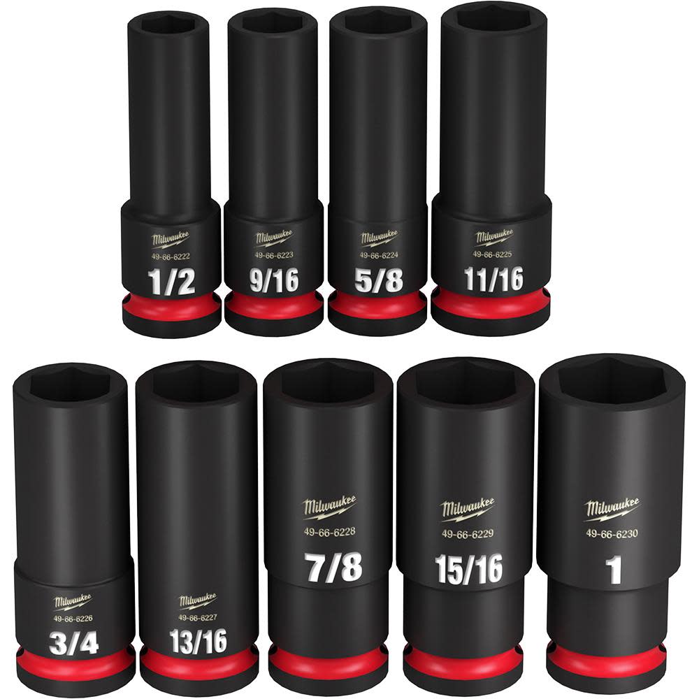 Milwaukee Impact Socket 1/2″ Drive SAE 6 Point 9pc - Flockneti