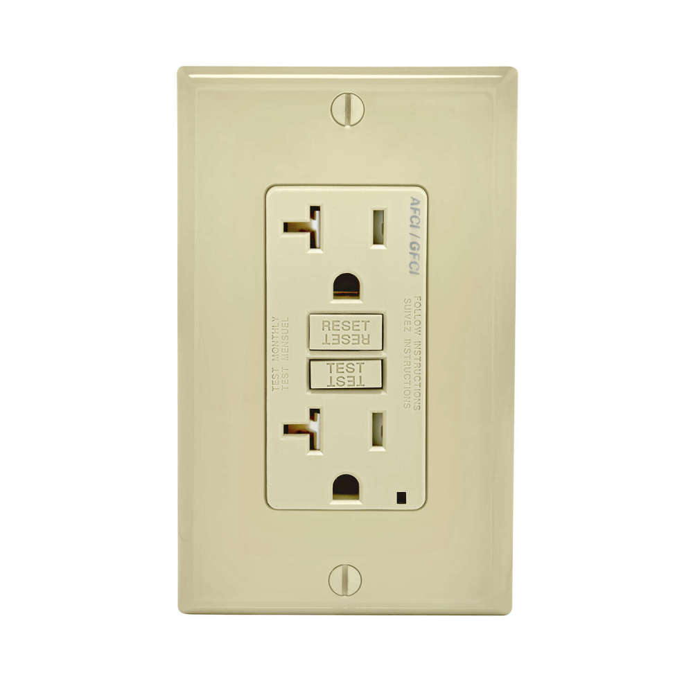 Leviton SmartlockPro Outlet 20A 125V Ivory AFCI/GFCI 2 Function Outlet - Flockneti