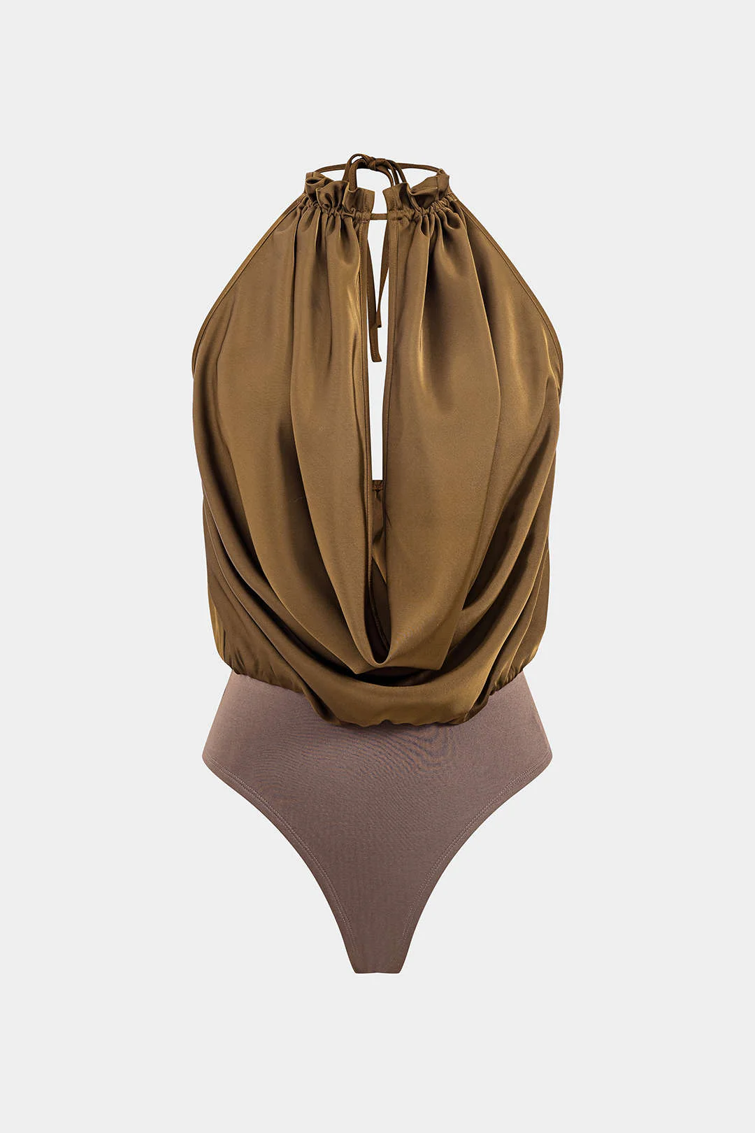 Satin Backless Tie-Up Sleeveless Bodysuit - Flockneti