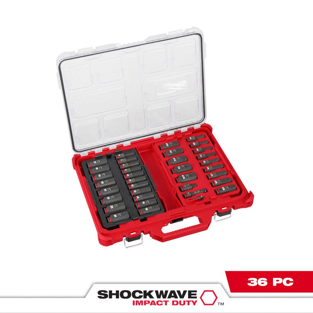 Milwaukee SHOCKWAVE Impact Duty Socket 3/8 Dr 36pc SAE/MM PACKOUT Set - Flockneti