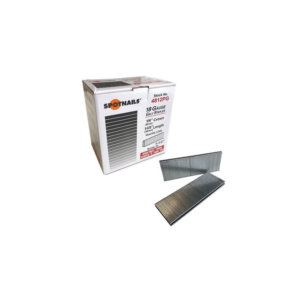 Spotnails 18 Gauge Chisel Point Galvanized Steel Narrow Crown Staple - Flockneti