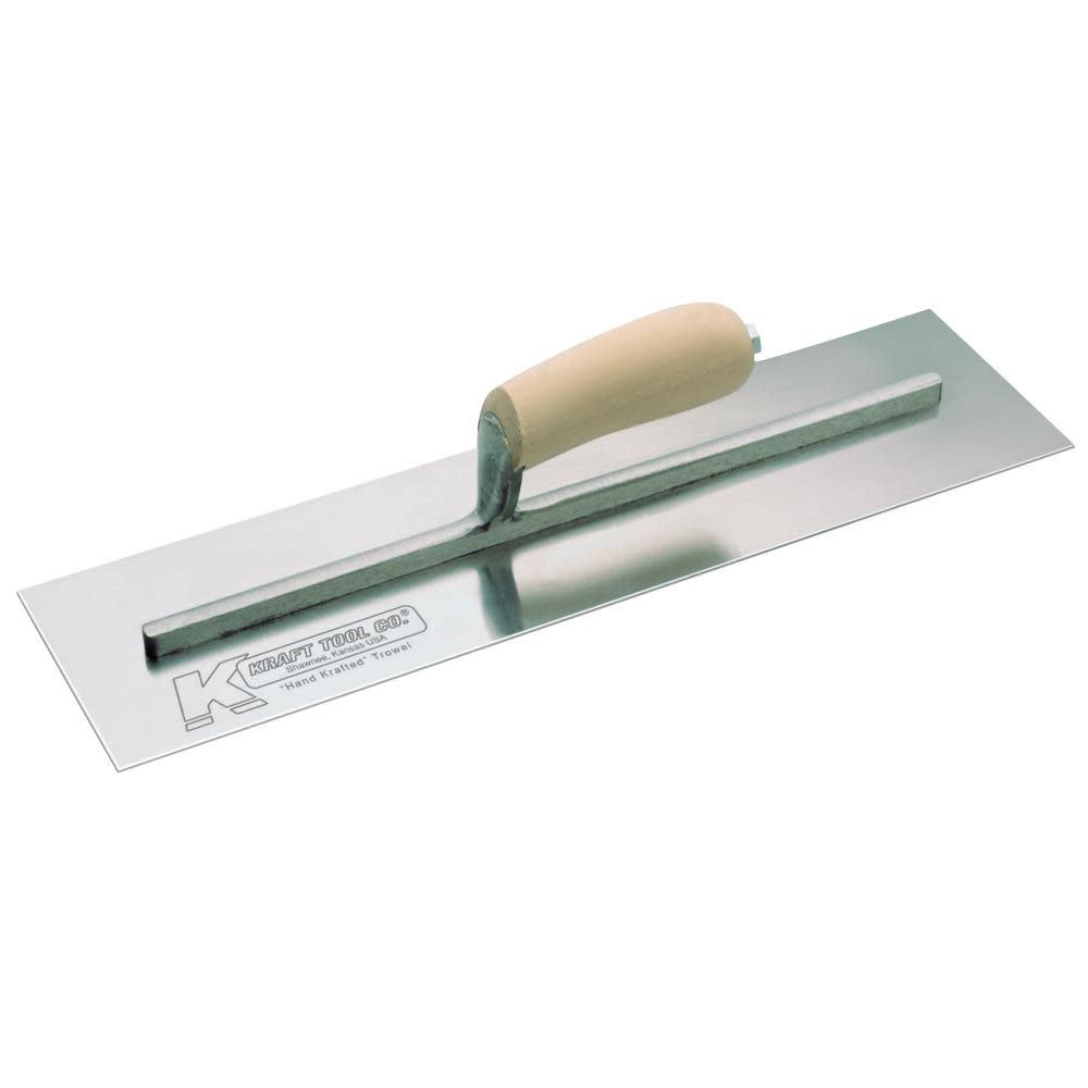 Kraft Tool Co 16 In. x 4 In. Carbon Steel Cement Trowel with Wood Handle - Flockneti