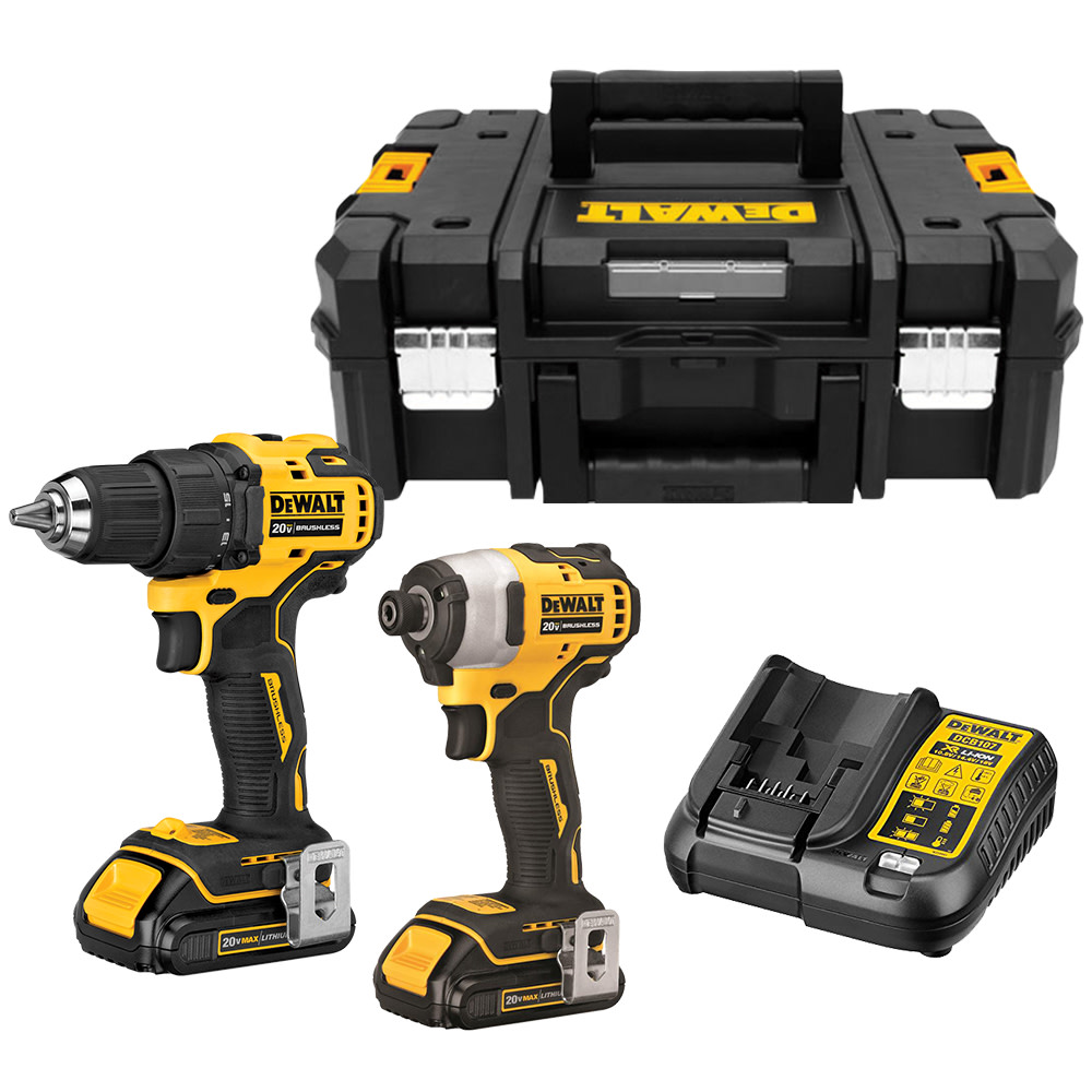 DEWALT 20V MAX Atomic Compact 2 Tool Combo TSTAK II Tote Bundle Kit - Flockneti