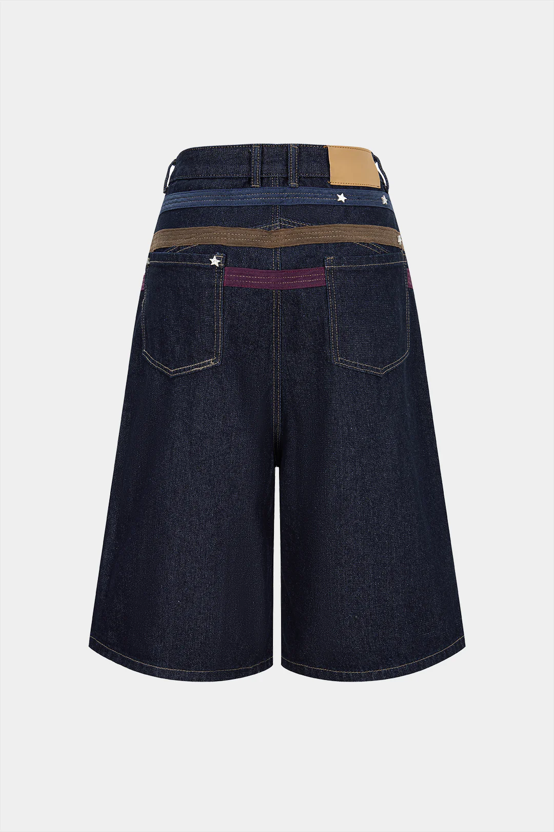 Denim Contrast Star Pattern Shorts - Flockneti