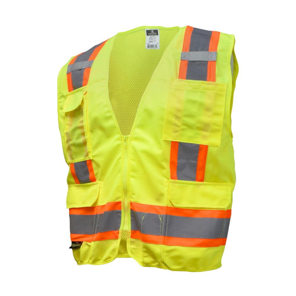 Radians Safety Vest SV6 Two Tone Surveyor Type R Class 2 Solid/Mesh Green Size 2X - Flockneti