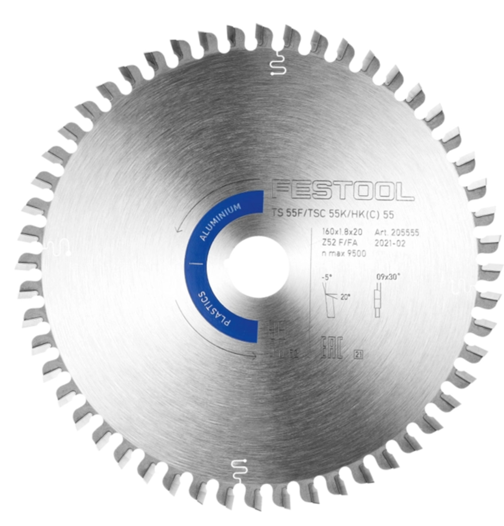 Festool Saw Blade Aluminum and Plastics 52 Tooth for TSC 55 K - Flockneti