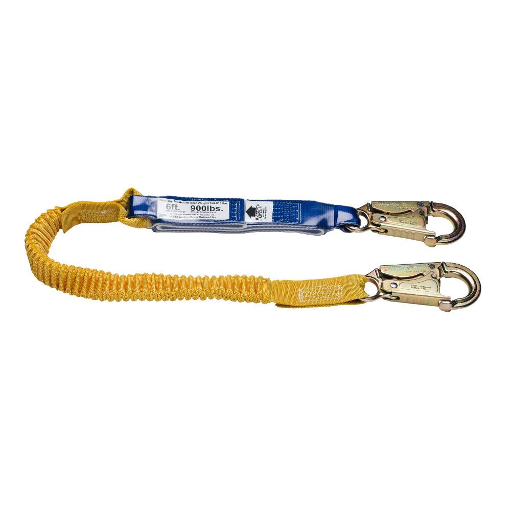 Werner 6ft DeCoil Stretch Single Leg Lanyard (DCELL Shock Pack Elastic Web Snap Hook) - Flockneti
