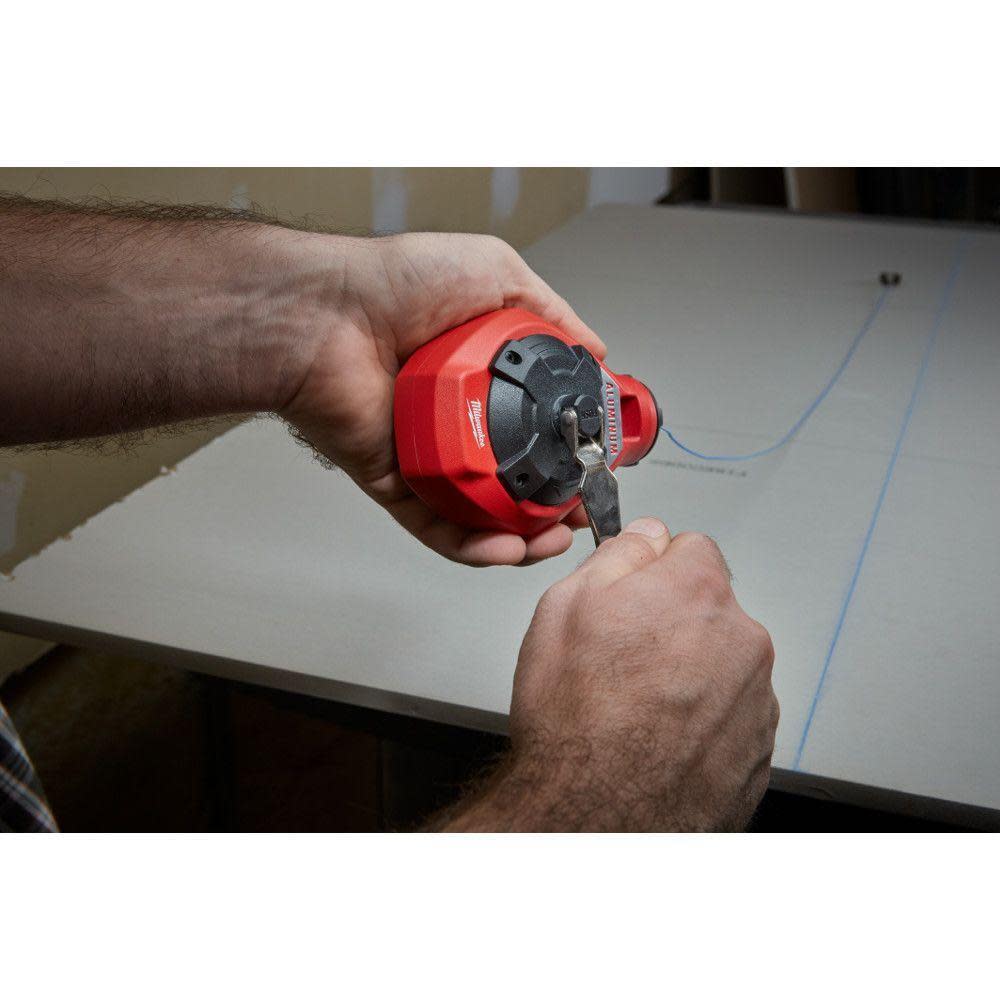 Milwaukee 100 Ft. Aluminum Precision Line Chalk Reel Kit with Blue Chalk - Flockneti