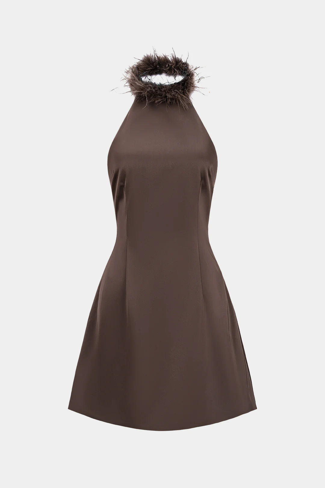 Patchwork Satin Halter Neck Sleeveless Mini Dress - Flockneti