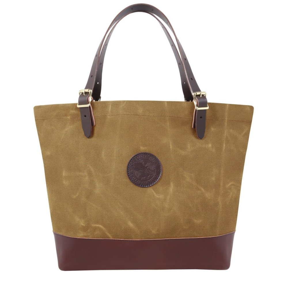 Duluth Pack 33 Liter Capacity Wax Khaki Deluxe Market Tote - Flockneti