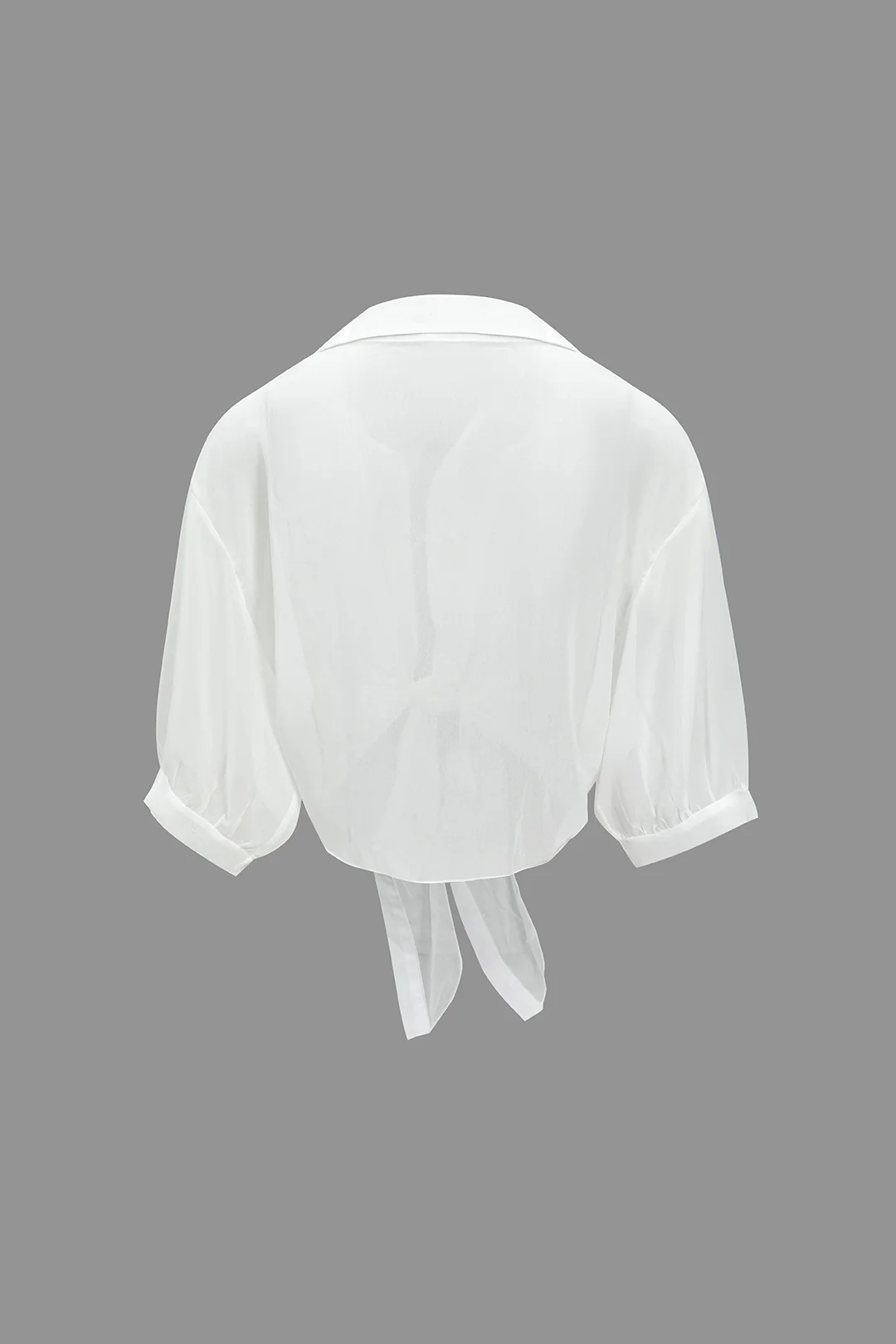 Chiffon Button Tie-Up Short-Sleeve Shirt - Flockneti