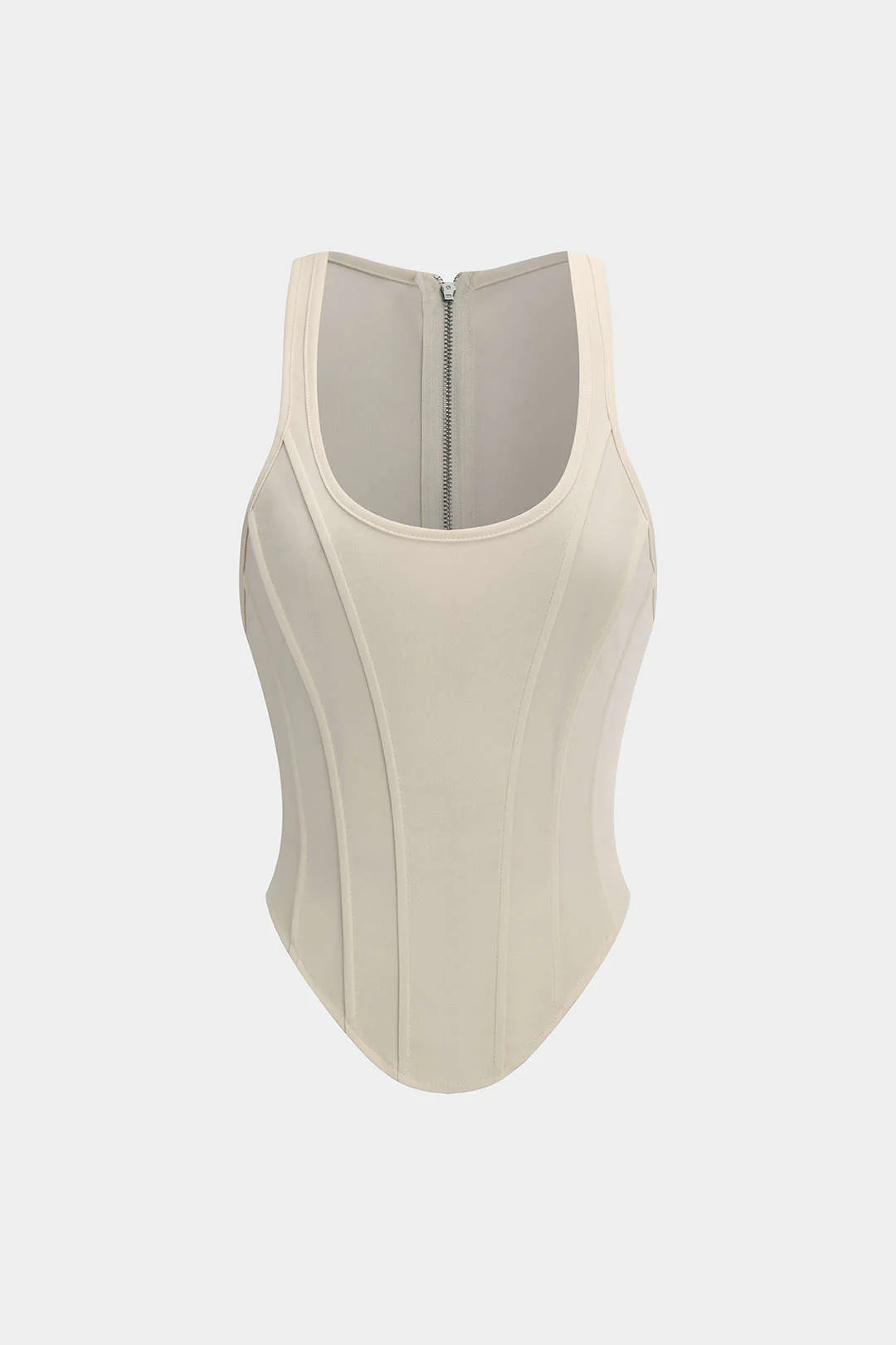 Zipper Tie-Up Corset Waist Tank Top - Flockneti
