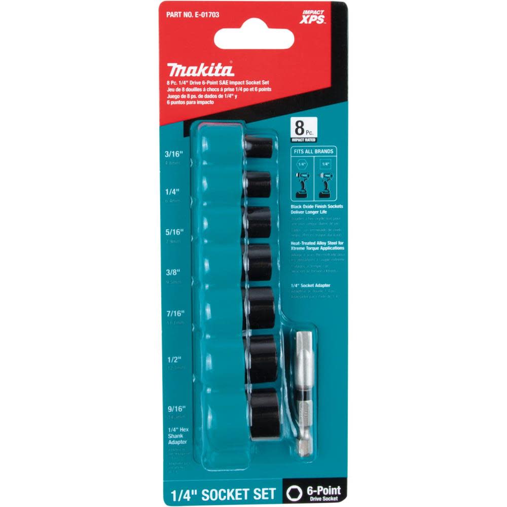 Makita Impact XPS 1/4″ SAE Impact Socket Set 8pc - Flockneti