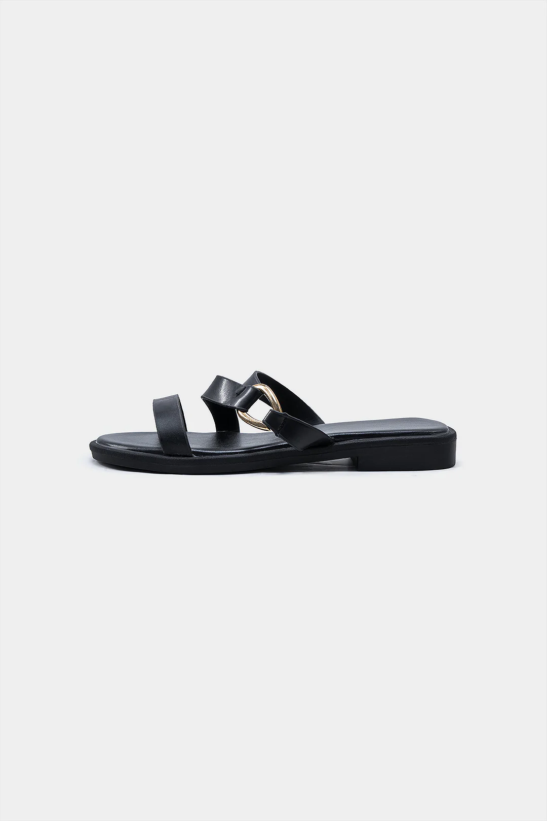 Faux Leather Flat Sandals - Flockneti