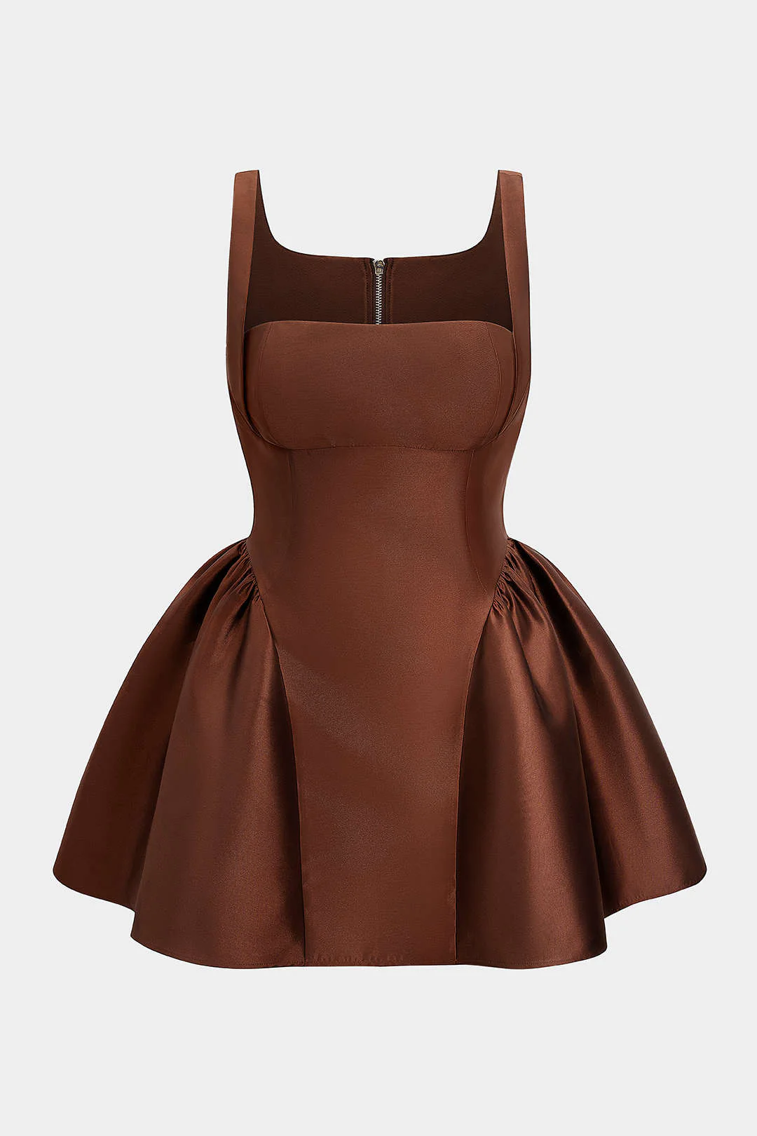 Plus Size Zipper Puff Hem Sleeveless Mini Dress - Flockneti
