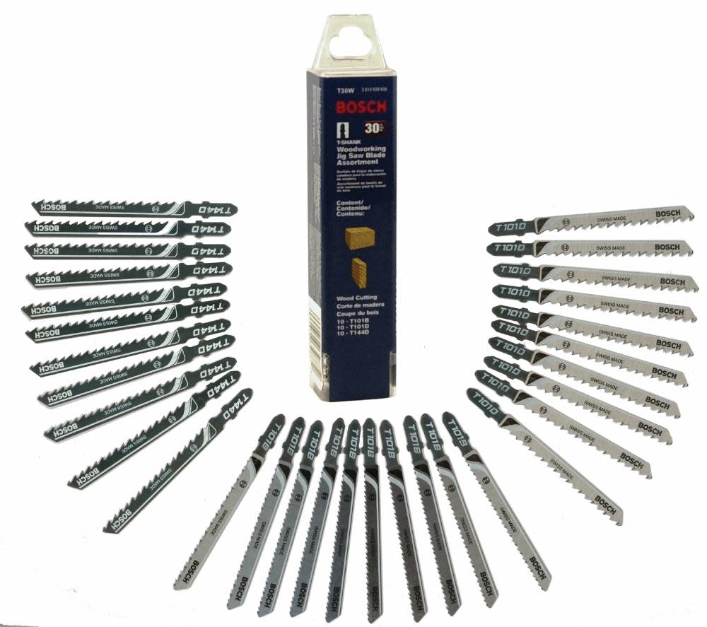 Bosch 30 pc. T-Shank Jig Saw Blade Set Optimized for Wood - Flockneti