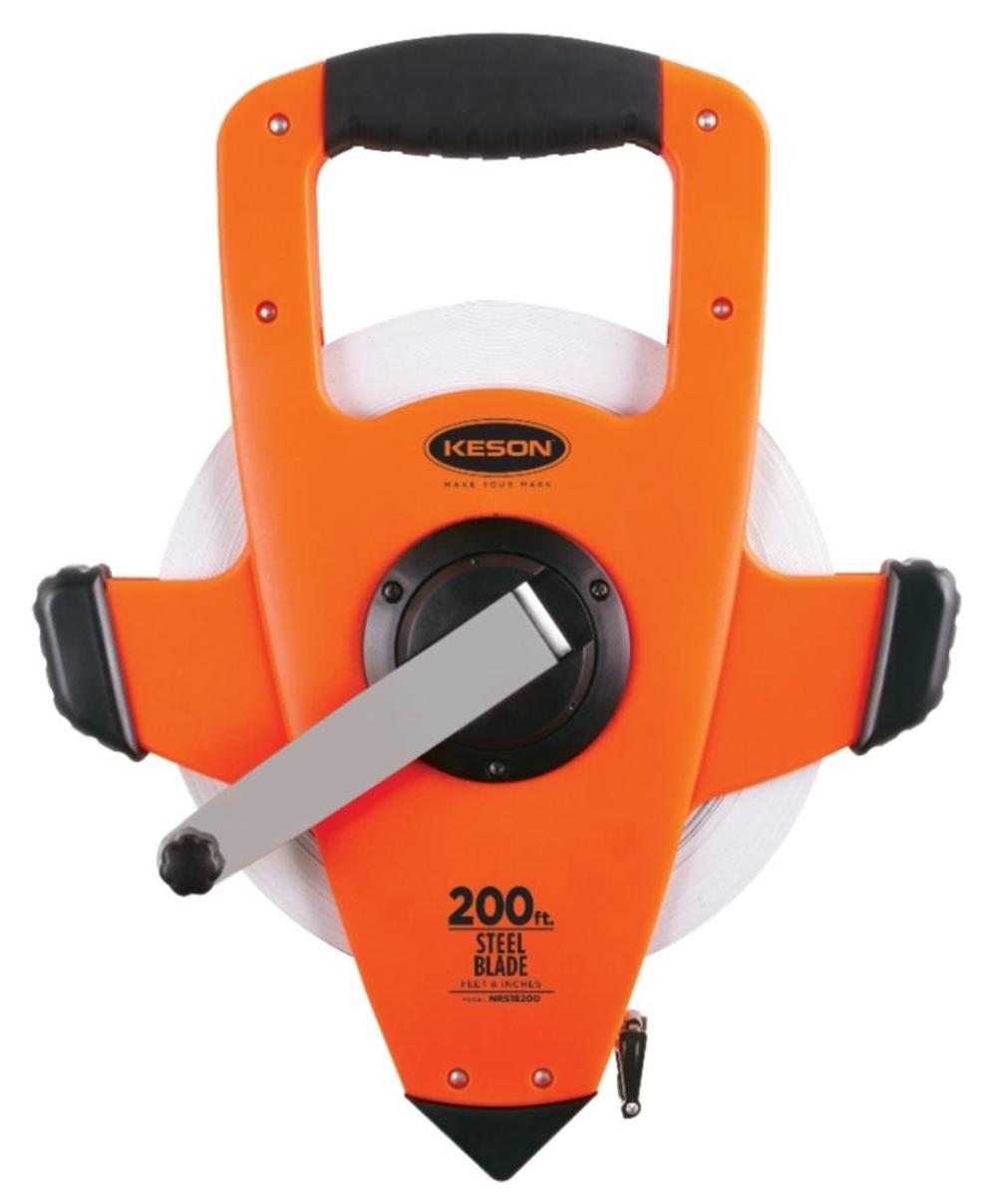 Keson 200 ft. Open Reel Steel Tape Measure Speed Rewind SAE - Flockneti