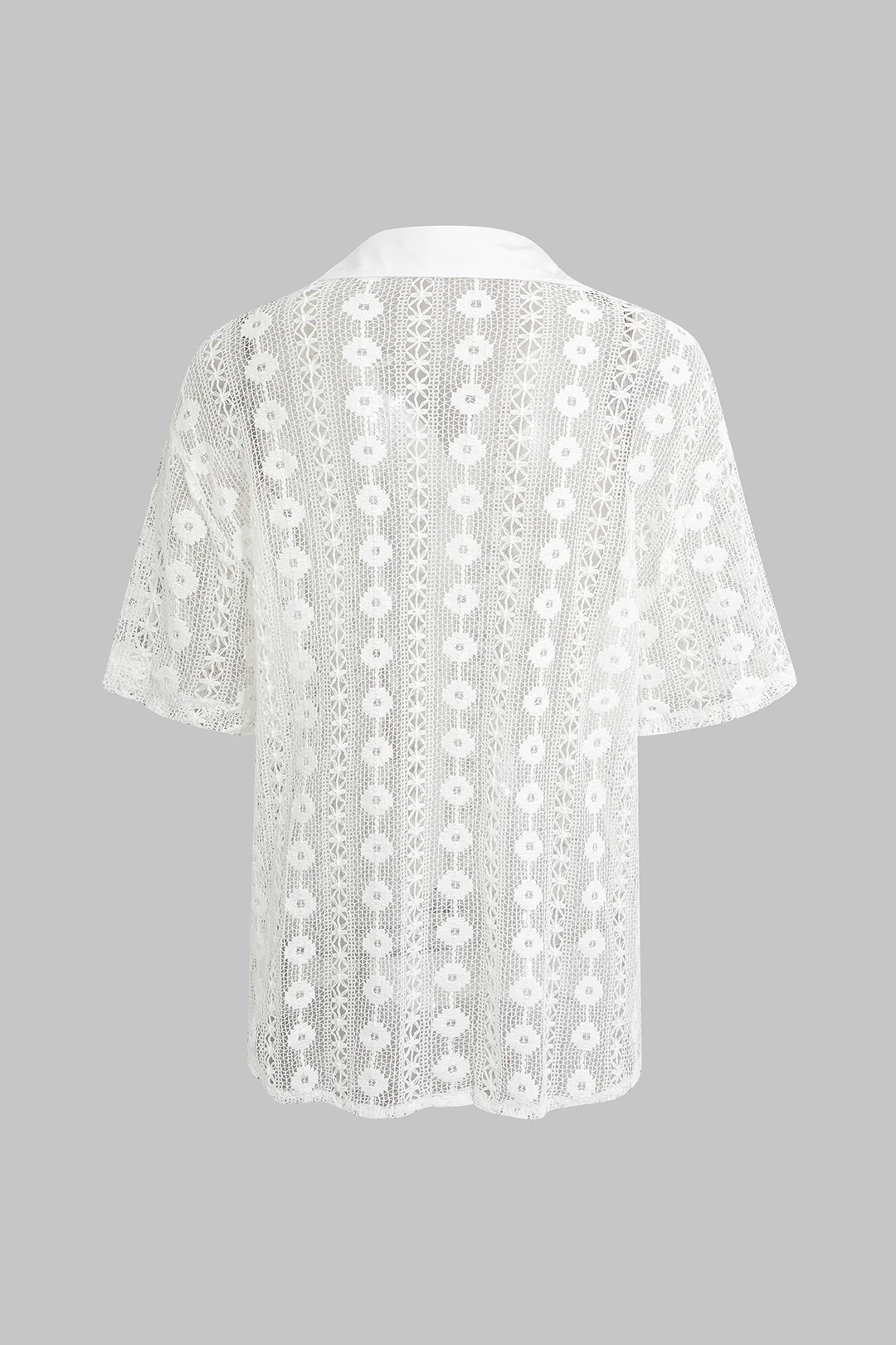 Lace Patchwork Cut Out Short Sleeve Top - Flockneti