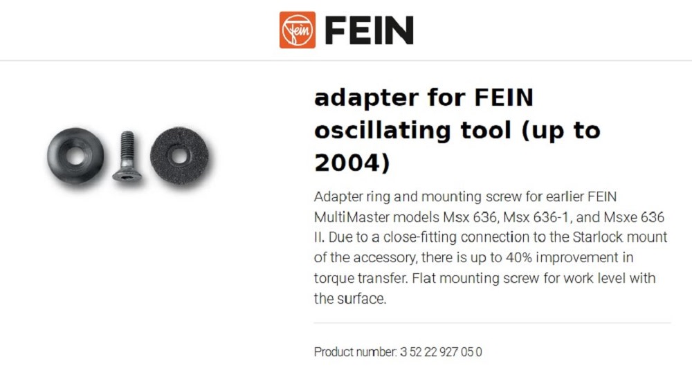 Fein Adapter for Fein Oscillator up to 2004 - Flockneti