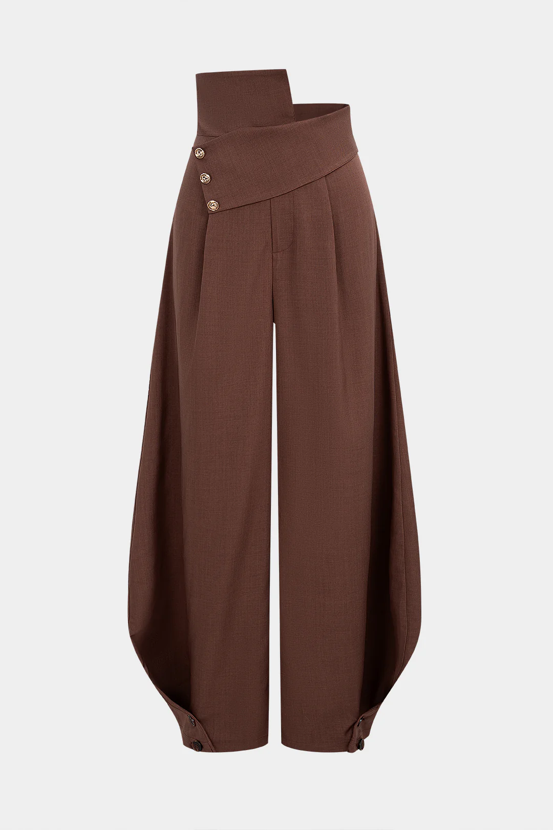 Asymmetrical Button Ruched Pants - Flockneti